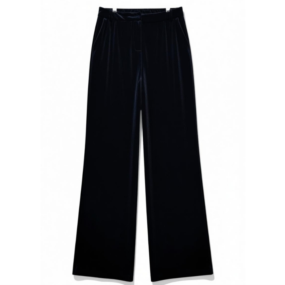 Skies Are Blue Black Velvet Wide Leg Pants Shimmer Small Party Winter Luxury